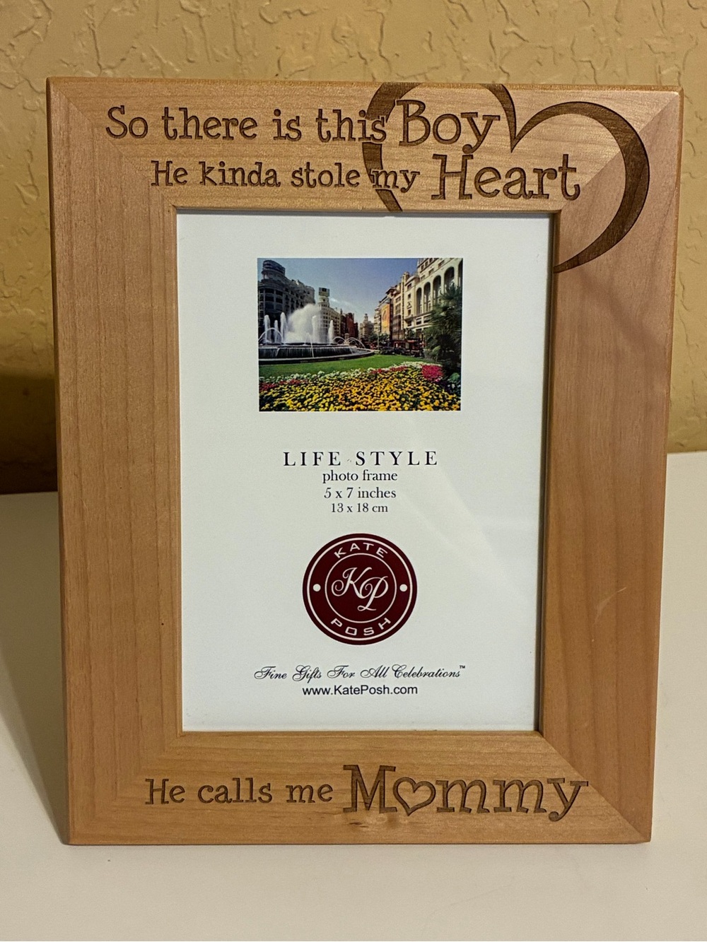 So There is This Boy He Calls me Mommy - Natural Engraved Wood Photo Frame NWOT